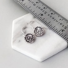 Load image into Gallery viewer, Tiny Sterling Silver Victorian Flower Earrings: Antique Inspired
