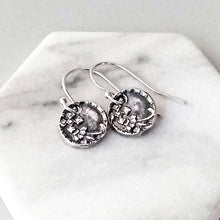Load image into Gallery viewer, Tiny Sterling Silver Victorian Flower Earrings: Antique Inspired