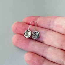 Load image into Gallery viewer, Tiny Sterling Silver Victorian Flower Earrings: Antique Inspired