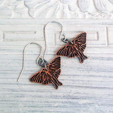 Load image into Gallery viewer, Copper Luna Moth Earrings: Talisman Jewelry