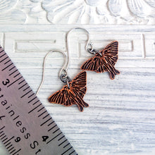 Load image into Gallery viewer, Copper Luna Moth Earrings: Talisman Jewelry