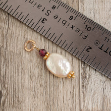 Load image into Gallery viewer, Coin Pearl and Garnet Necklace Charm