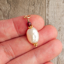 Load image into Gallery viewer, Coin Pearl and Garnet Necklace Charm