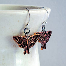 Load image into Gallery viewer, Copper Luna Moth Earrings: Talisman Jewelry