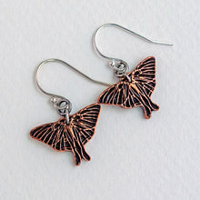 Load image into Gallery viewer, Copper Luna Moth Earrings: Talisman Jewelry