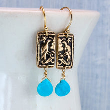 Load image into Gallery viewer, Antique Lovebird Earrings with Sleeping Beauty Turquoise

