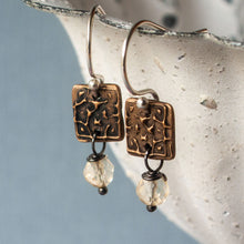 Load image into Gallery viewer, Citrine and Bronze Tapestry Earrings