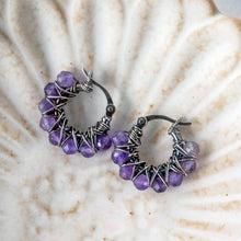 Load image into Gallery viewer, Amethyst Hoop Earrings