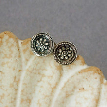 Load image into Gallery viewer, Tiny Sterling Silver Tribal Flower Stud Earrings