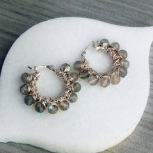 Load image into Gallery viewer, Labradorite Beaded Hoop Earrings