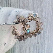 Load image into Gallery viewer, Labradorite Beaded Hoop Earrings