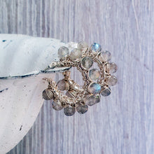 Load image into Gallery viewer, Labradorite Beaded Hoop Earrings