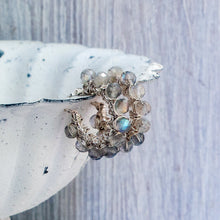 Load image into Gallery viewer, Labradorite Beaded Hoop Earrings