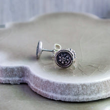 Load image into Gallery viewer, Tiny Sterling Silver Tribal Flower Stud Earrings