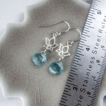 Load image into Gallery viewer, Blue Lotus Earrings: Sterling Silver and Aqua Kyanite