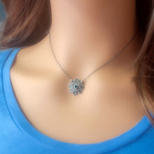 Load image into Gallery viewer, Silver Mandala Necklace with Apatite