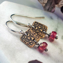 Load image into Gallery viewer, Bronze Tapestry and Rubelite Pink Tourmaline Earrings
