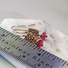 Load image into Gallery viewer, Bronze Tapestry and Rubelite Pink Tourmaline Earrings