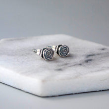 Load image into Gallery viewer, Tiny Sterling Silver Spiral Stud Earrings: Artisan Jewelry