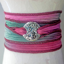 Load image into Gallery viewer, Woodland Reverie Stag Silk Wrap Bracelet – Spring Equinox Talisman