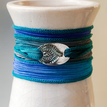 Load image into Gallery viewer, Sterling Silver Mehndi Silk Ribbon Wrap Bracelet