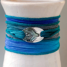 Load image into Gallery viewer, Sterling Silver Mehndi Silk Ribbon Wrap Bracelet