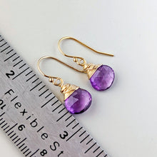 Load image into Gallery viewer, Dainty Gold Filled Amethyst Dangle Earrings