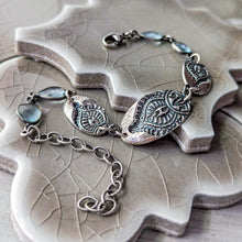 Load image into Gallery viewer, Sterling Silver Yoni Inspired Bracelet, Aquamarine & Artisan Sterling Silver