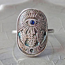 Load image into Gallery viewer, All Seeing Eye Sapphire Ring | Fine Silver Intuition Talisman