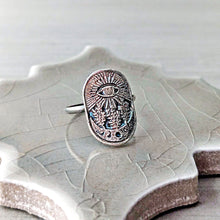 Load image into Gallery viewer, All Seeing Eye Statement Ring | Sterling Silver Botanical Talisman