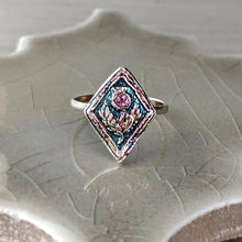 Load image into Gallery viewer, Fine Silver Pink Sapphire Thistle Ring