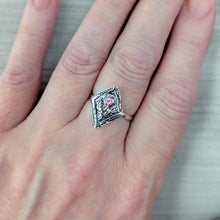 Load image into Gallery viewer, Fine Silver Pink Sapphire Thistle Ring