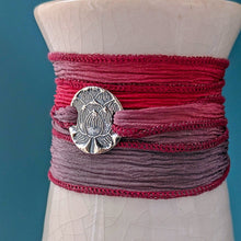 Load image into Gallery viewer, Sterling Silver Lotus Wrap Bracelet, Talisman for Inner Strength