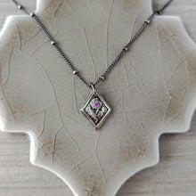 Load image into Gallery viewer, Fine Silver Thistle Pendant: Pink Sapphire Celtic Talisman