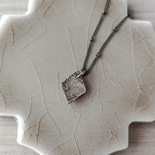 Load image into Gallery viewer, Fine Silver Thistle Pendant: Pink Sapphire Celtic Talisman