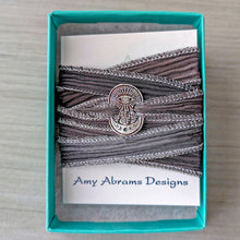 Load image into Gallery viewer, All Seeing Eye Silk Wrap Bracelet | Sterling Silver Talisman on Hand-Dyed Ribbon