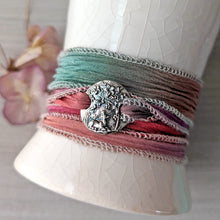 Load image into Gallery viewer, Woodland Reverie Stag Silk Wrap Bracelet – Spring Equinox Talisman