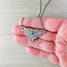 Load image into Gallery viewer, Handcrafted Celtic Knot Necklace with Swiss Blue Topaz – Fine & Sterling Silver
