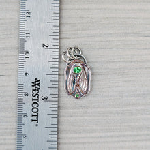 Load image into Gallery viewer, Fine Silver Cicada Pendant with Tsavorite Garnets | Handmade Nature Talisman Jewelry