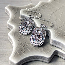 Load image into Gallery viewer, All Seeing Eye Drop Earrings | Sterling Silver Botanical Talisman