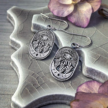 Load image into Gallery viewer, All Seeing Eye Drop Earrings | Sterling Silver Botanical Talisman