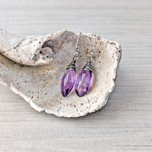 Load image into Gallery viewer, Amethyst Marquise Drop Earrings in Antiqued Silver | Essential Gemstones