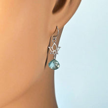 Load image into Gallery viewer, Blue Lotus Earrings: Sterling Silver and Aqua Kyanite