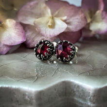 Load image into Gallery viewer, Vintage-Inspired Garnet Stud Earrings