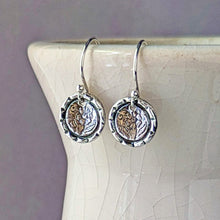 Load image into Gallery viewer, Vintage Daisy Earrings, Artisan Sterling Silver Jewelry, Antique Button Cast