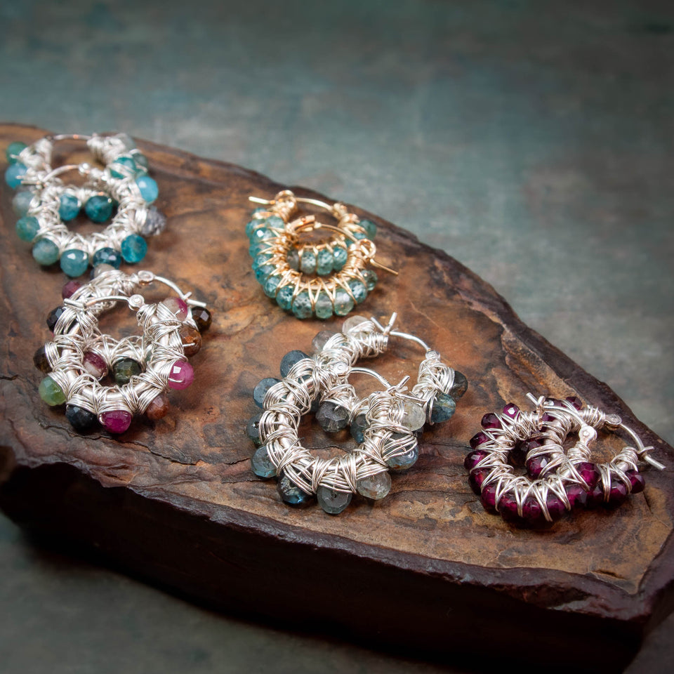 Hoop Earrings with Gemstones