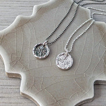 Load image into Gallery viewer, silver flower pendant necklaces with a vintage design, featuring a morning glory flower motif, in oxidized/antique and bright/shiny finishes