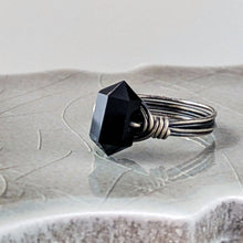 Load image into Gallery viewer, Black Onyx Point Ring: Grounding Talisman, Essential Gemstones