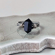 Load image into Gallery viewer, Black Onyx Point Ring: Grounding Talisman, Essential Gemstones