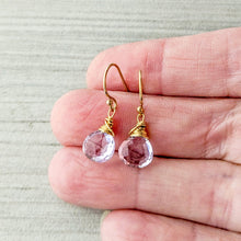 Load image into Gallery viewer, Light Pink Amethyst Gold Earrings